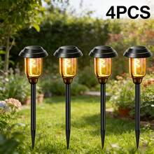 4pcs Solar Outdoor Lights - LED Solar Torch Lights With Flickering Flame, Solar Lawn Lights, Solar Pathway Decorative Lights, Suitable For Garden Decoration Upgraded Pathway Lighting Outdoor Decorative Lights, Used For Outdoor Yard Patio Lawn Torch - One Size Fits All - View 6