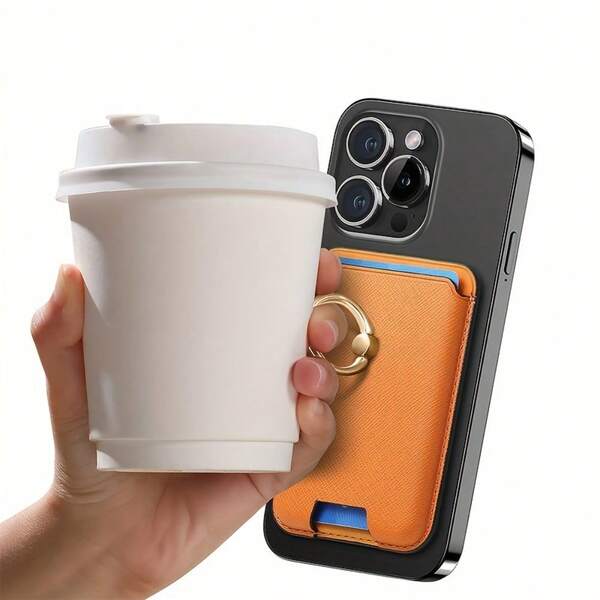 1pc Phone Ring Card Holder, Use Ring To Grip Phone, Can Hold Up To 3 Cards (Such As ID Card, Bank Card, Credit Card And Membership Card), Can Be Used As Phone Stand, Horizontal Support For Convenient Video Viewing