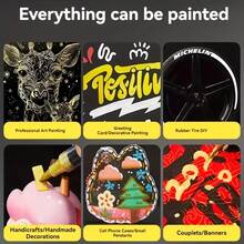 24/80 Colors Acrylic Marker Pens, Suitable For Scrapbooking, Black Paper, Stone Painting, Ceramics, Glass, Wood, Fabric, Canvas Cups And DIY Crafts Professional Use, Multi-Functional Art Tool - Multiple Styles - View 7