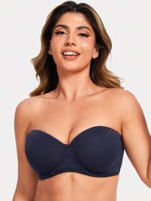 MELENECA Women's Strapless Bra For Large Bust Back Smoothing Plus Size With Underwire - Navy Blue - View 5