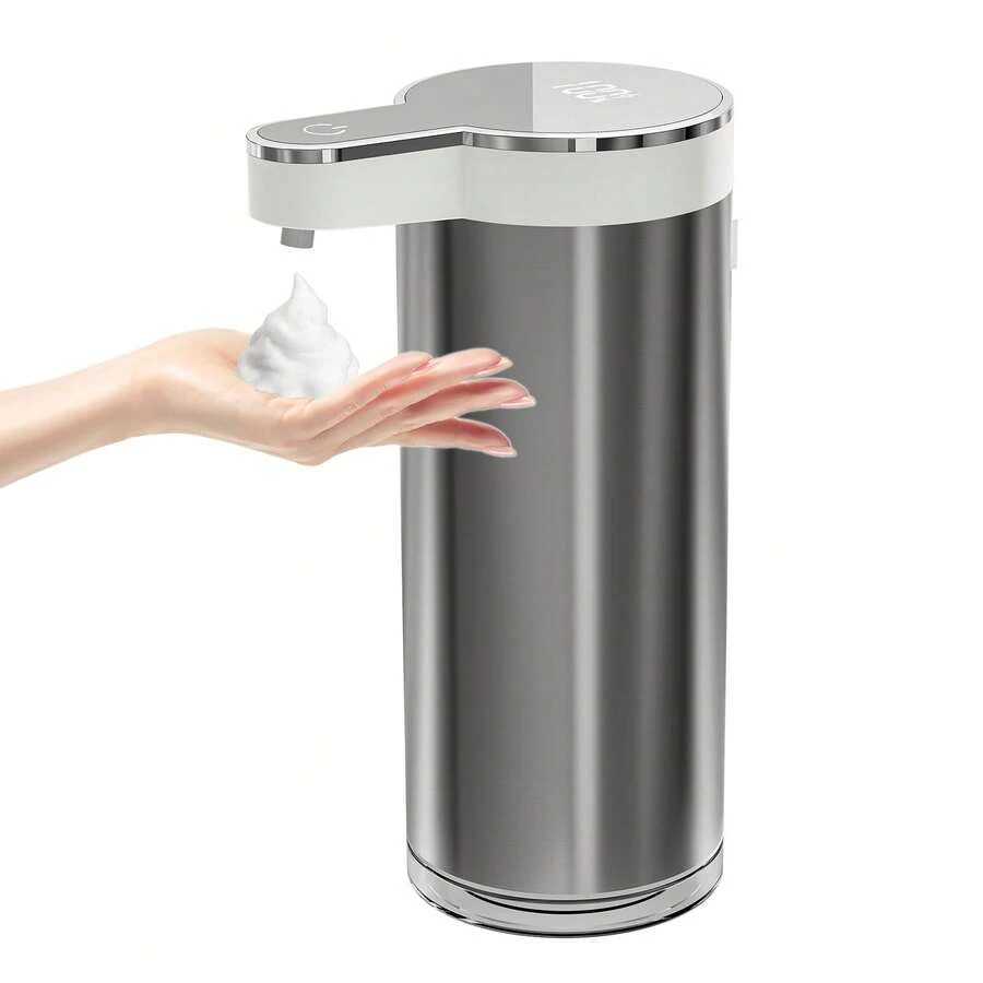 1pc 304 Stainless Steel Automatic Soap Dispenser, Touchless Sensor - USB Rechargeable, 350ml Capacity, 4 Adjustable Foam Liquid Soap Dispenser, Suitable For Bathroom Vanity, Shower, Kitchen - Multiple Models - View 1