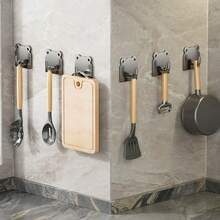 3pcs No-Drill Stainless Steel Adhesive Hooks, Strong Sticky Wall Mount Single Hooks For Bathroom, Kitchen, Multi-Functional Decor Hanging Rack - Multicolor - View 3