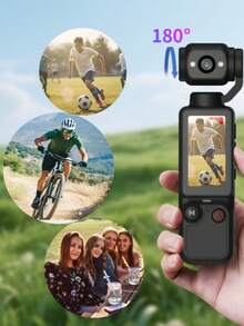 Portable High-Definition Night Vision Sports Camera, 180° Rotatable Lens - Hands-Free Wearable Camera For Cycling, Hiking And Sports Recording, Rechargeable, Video Diary Camera, Pocket-Sized Stabilizer Camera With 180° Rotation, Full-Body Filming, Suitable For Video And Recording, Perfect For Life Recording And Travel, 2000mAh - Multicolor - View 4