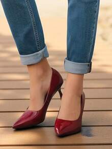 Fashionable & Comfortable High-End Plus Size Pointed Toe High Heel Shoes For Women - Red - View 3