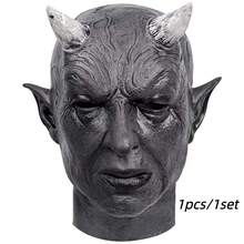 1pc/Black Horned Devil Mask, Haunted House Scary Costume Horned Headgear, Festival Costume Scary Full Face Headgear For Men And Women To Wear, Suitable For Festival Costume Scary Prank Supplies. - Multicolor - View 11