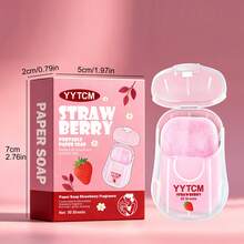 YYTCM Strawberry Scented Portable Soap Sheets 50pcs With Mini Flip-Top Storage Box, Disposable Hand Soap Paper For Travel, Outdoor, Commuting, Gentle And Easy To Rinse - Strawberry - View 8