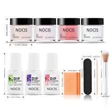 NOCIS Dip Powder Nail Kit - Set Pemula 4 Warna dengan Nude, Pink, Glitter & Putih, Plus Base Coat, Top Coat & Cairan Aktivator, Buffer Kuku, Kuas & Kikir - Sistem Celup Akrilik untuk Manikur DIY, Tanpa Aroma, Tidak Perlu Daya. - MultiWarna - View 4