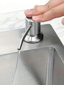 1pc Stainless Steel Built-In Kitchen Sink Soap Dispenser Countertop Pump, Liquid Dish Soap/Hand Cream/Detergent Dispenser, Home Kitchen Sink Cleaning Accessory - Stainless Steel Soap Dispenser - View 4