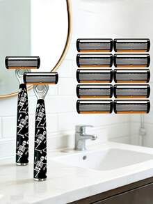Unisex Fully Washable Manual Razor, One-Click Blade Replacement, Smooth Shaving, Set Includes 12 Replacement Blades, Essential For Daily Grooming, Perfect Holiday Gift - Multicolor - View 3