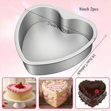 2/3pcs 3/4/5/6/8/10 Inch Heart-Shaped Aluminum Cake Molds, Anodized, Suitable For Chiffon Cake, Pudding, Ideal For Valentine's Day Baking, Fixed Bottom, Party Use, Kitchen Baking Tools - Silver - View 18