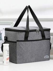 Sac isotherme de pique-nique unisexe avec bandoulière amovible, doublure en feuille d'aluminium épaissie, anti-poussière, isolation thermique, sac de rangement de boîte à lunch de style urbain géométrique, convient pour la randonnée en plein air, la fête à la plage, le déjeuner en famille, les fournitures pour les fêtes du Nouvel An - A - Voir 13