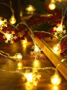 1pc 1.5/3/6M Christmas Interior Decoration Crystal Bubble Ball, Snowflake Light String, Battery Powered (Excluding Battery), Christmas Decoration Light String, Wedding Festival Party Decoration Night Light, Indoor, Bedroom, Christmas Decor Lights - Yellow - View 5