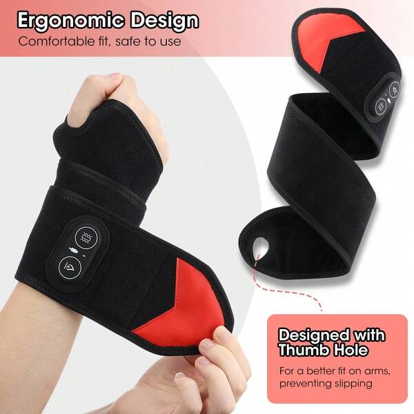 Wrist Heating Pad, 3 Heating Levels + 3 Vibration Levels, Joint And Tendon Sheath Area Wrist Wrap, Comfortable Wrist Support For Long-Term Mouse Use, Universal For Left And Right Hands, Suitable For Work/Study/Housework/Sports Hand Heating Protection, Ideal Gift For Parents/Elders/Women/Men