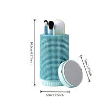 Set Kuas Makeup Lengkap Bertabur Berlian Imitasi, Set Kuas 6-in-1 Kreatif dengan Hiasan Berlian, Kuas Bedak dan Kuas Eyeshadow Ultra Lembut, Alat Makeup, Set Perjalanan Portabel dengan Cermin Terintegrasi - MultiWarna - View 3