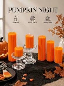 1pc Dark Orange Cylindrical Scented Candle, Diameter 1.97 Inches (1.97-7.87 Inches Optional), Suitable For Atmosphere Creation, Home Decor, Party, Table Setting, Desk Decoration, Halloween, Halloween Decor, Halloween Gift - Multiple Specifications - View 2