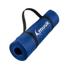 MUUK FITNESS Tapete de Yoga Foamy Antideslizante 150 x 59 cm | Esterilla Ligera de 8 mm con Correa de Transporte| Almohadilla para Rodillas y Codos | Material EVA Resistente, Ligero y Cómodo | Ideal para Ejercicio en Casa, Gimnasio, Parque, Viajes, Meditación y Estiramientos - Azul Rey - Ver 3