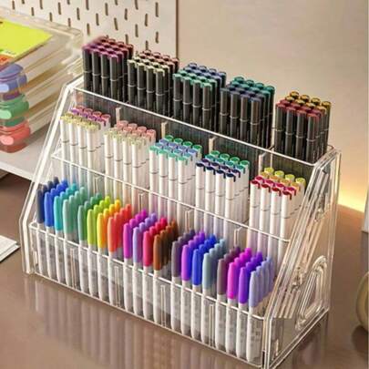 1 buah Stand Display Meja Kapasitas Besar Tempat Pena Kotak Penyimpanan Akrilik Transparan; Stand Display Kosmetik Meja Transparan, Penyimpanan Kosmetik Multi-Lapisan yang Dapat Dilepas, Cocok untuk Kamar Mandi, Kamar Tidur, dll.
