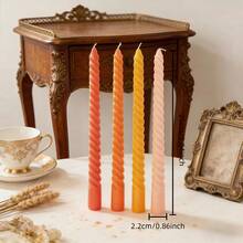 1/4pcs Nordic Style Spiral Tapered Candles, 0.86*9.84 Inches, 4 Colors Available, Suitable For Home Decor, Wedding Arrangement, Excellent Gift Choice, Tabletop Decoration, Gift For Women - Multiple Styles - View 14