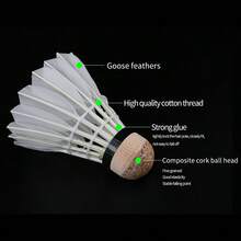 YUNCU 12Pcs Premium Goose Feather Badminton Shuttlecocks, Durable Stable Flight Badminton Balls, Ideal For Indoor Outdoor Sports Training & Daily Exercise - White - View 3