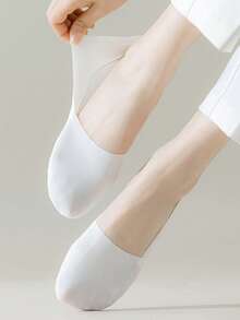 chuanwa（2） 1/5/10 Pairs Women's Socks Summer Thin Invisible Boat Socks Breathable Soft Comfortable Ice Silk Silicone Anti Slip Solid Color Minimalist Shallow Socks - Multicolor - View 4