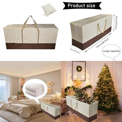 68" Extra Large Waterproof Outdoor Cushion Storage Bag Heavy Duty Patio Furniture Cover With Zipper, Handles For Pool Decor, Christmas Tree Storage And Moving 173x76x51cm