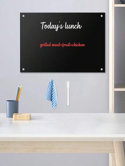 Acrylic Wall-Mounted Erasable Blackboard, Home Kitchen Recipe & Schedule Message Board With Complete Installation Accessories And Writing/Cleaning Tools
