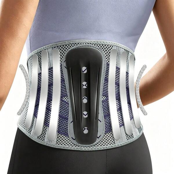 1 Peça Cinto Ajustável Respirável com 7 Placas de Suporte, Faixa Lombar Macia e Confortável para Trabalho Diário e Esportes