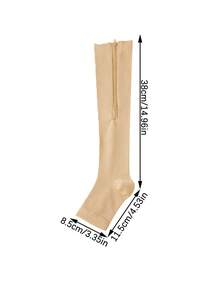 1 Pair/2 Pairs Zipper Open Toe Compression Socks, Unisex 5-20mmHg Graduated Compression, Slimming & Shaping, Easy On/Off, Knee-High Design, Suitable For Running, Sports, Fitness, Standing Work, Daily Wear - Multicolor - View 6