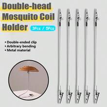 3pcs/5pcs Double-Head Crocodile Clip Mosquito Coil Holder, Anti-Breakage Iron Tray, Indoor Stainless Steel Spring Clip Mosquito Coil Rack - Double-ended Stainless Steel Bracket - View 1