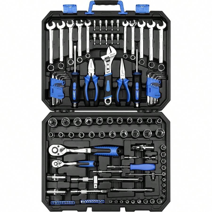 115/46pcs Socket Wrench Set, Ratchet Wrench Set And Extension Bar Gimbal Slide Bar Extension Socket, For Car Repair And Home Use. - Multicolor - View 1
