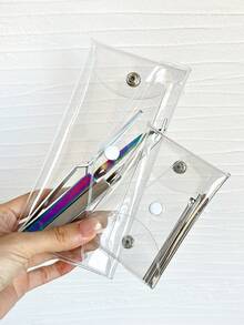 1 Buah Tas Penyimpanan Perjalanan Ringan, Tas Penyimpanan Portabel yang Mudah Dibersihkan untuk Peralatan Kuku, Kuas Rias Transparan PVC, Kuas Kuku, Perhiasan, Peralatan Penataan Rambut - Clear - View 6