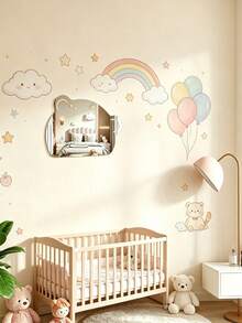 1 buah Cermin Akrilik Lucu dengan Bentuk Beruang, Awan, Bintang Laut, dan Kelinci, Dekorasi Dinding Estetik, Dekorasi Acara Baby Shower, Dekorasi Kamar Anak, Hadiah Bayi - MultiWarna - View 6
