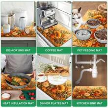 1pc Autumn Floral Harvest Pattern Diatomaceous Earth Kitchen Dish Drying Mat, Fast-Absorbing Quick-Dry Non-Slip Dish Drying Mat & Coffee Machine Mat, Suitable For Kitchen Countertop, Dining Table And Thanksgiving Home Decor - Multicolor - View 7