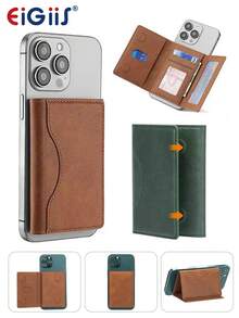 EIGIIS 1pc Magnetic Phone Wallet, Magnetic Stand Card Holder, Adjustable Stand With 3 Card Slots, Suitable For Daily Use, Fashion Wallet Design, Durable And Compatible With All Phones, Magnetic Phone Case Accessory - Multicolor - View 1