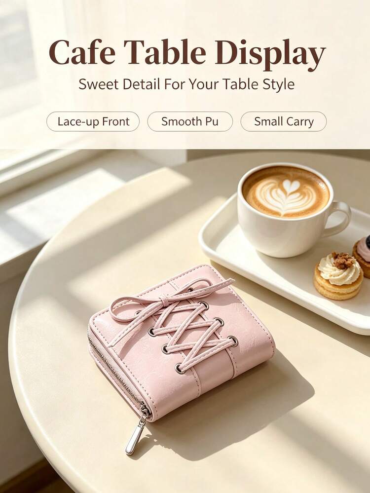 Short Wallet With A Bow And Zipper Closure; A Portable Card Holder With Multiple Slots-An Essential Item For Daily Outings, Shopping, Or School. - Multicolor - View 2