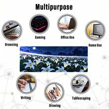 YUFZX 1pc Extra Large Extended Moonlit Starlight Lily Flower Sea Pattern Mouse Pad, With Non-Slip Rubber Bottom And Stitched Soft Cloth Material Keyboard Pad. Quiet Night Sky Healing Floral Landscape Aesthetic With Non-Slip Rubber Bottom And Stitched Soft Cloth Material Keyboard Pad, Suitable For Gaming, Home Office And Learning Scenarios. - View 7