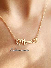 Collar de acero inoxidable personalizado con nombre para mujer, collar de cadena de caja dorada con fuente personalizada, regalo de joyería para novia, familia - Oro - Estilo 8 - Ver 4