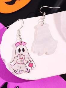 1 Pair Halloween Cute Exquisite Unique Personalized Ghost Nurse Acrylic Earrings, Women's Daily Holiday Party Jewelry - Multicolor - View 3