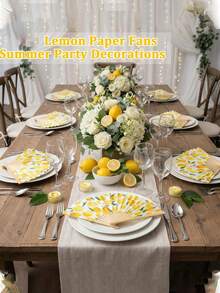 1/3/9/15/16/20/24/30/36/40pcs Spanish Lemon Pattern Folding Fans, Lemon Foldable Fans Summer Capri Style Paper Hand Fans, Spanish Lemon Cooling Decorative Handheld Fans, Suitable For Parties, Dance Performances, Travel, Birthday Gifts - Multiple Styles - View 2