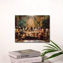 [Elegant Black Last Supper Art]1pc Elegant Black Last Supper Canvas Wall Art - High-Quality Print, Pine Wood Frame, Ready To Hang - Perfect For Living Room, Dining Room Or Classroom Decor - Multicolor - View 8