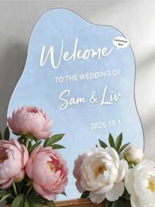 Custom Wedding Mirror Decal, Personalized Welcome Sign Sticker, Initials Date Vinyl Cling - Multicolor - View 3