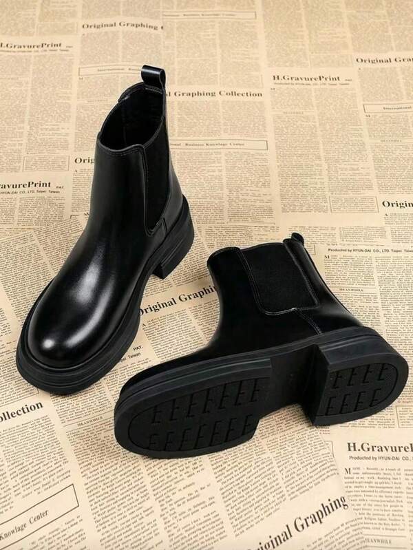 Botas Chelsea de Tornozelo Slim com Sola Grossa, Novidade Primavera/Outono 2025, Mais Vendidas, para Mulheres