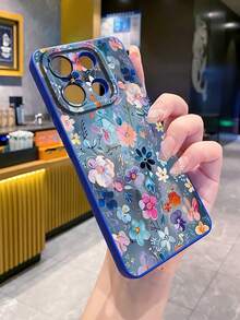 1pc Blue Printed Camera Anti-Drop Phone Case UV Printed Compatible With Samsung/Galaxy/ Android Models - Blue - View 6
