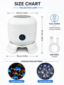 Lampu LED Bentuk Kepingan Salju & Hewan Laut Bertenaga USB, Lampu Berputar Warna-warni untuk Dekorasi Kamar Tidur - cahaya polikromatik - View 12