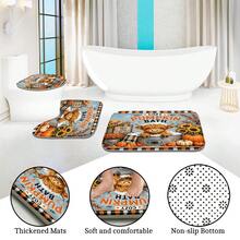 1pc/4pcs Bubble Bath Highland Cow Funny Sunflower Pumpkin Plaid Autumn Decor Multi-Functional Bathroom Decor Shower Curtain Set, Free 12 Hooks, Premium Holiday Atmosphere, Bathroom Mat, U-Shaped Rug And Round Toilet Lid Cover, Suitable For Autumn Harvest All Occasions - Highland Cow Bubble Bath - View 10