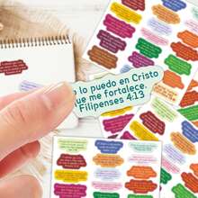 100Pcs/5Sheets Spanish Bible Verse Stickers, Colorful Scripture Label Decals, Self Adhesive Faith Christian Stickers For Bible Journaling Scrapbook Notebook Planner Packaging, Gift Wrapping, Envelope Sealing, Church Gift Religious Crafts Supplies - A - View 4