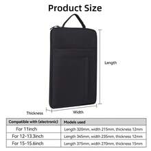 DANYCASE 筆電內層保護袋，相容 MacBook、HP，11-15.6 吋 Ultrabook 筆電保護套，防震、防水、輕量 - 黑色 - 查看 10