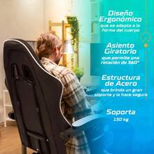 Silla Ergonómica Gamer Reclinable Ajustable Oficina Giratori - Negro - Ver 12