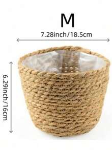 Nordic Style New Woven Straw Planter Pot Cover DIY Storage Decorative Potted Plant Flower Pot Set Suitable For Living Room Balcony Study - A - View 6