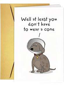 1Pc Funny Get Well Soon Card Gift, Humorous Quick Surgical Recovery Card To Give To Her Friend, At Least You Don't Have To Wear A Cone - View 4